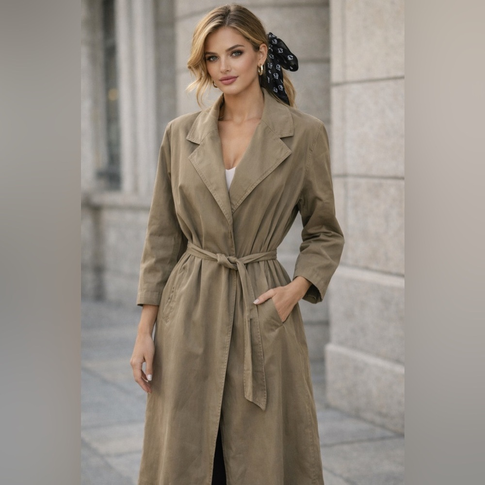 VTG Rodier Paris Lightweight Trench Coat Made in France Quiet Luxury Classic​